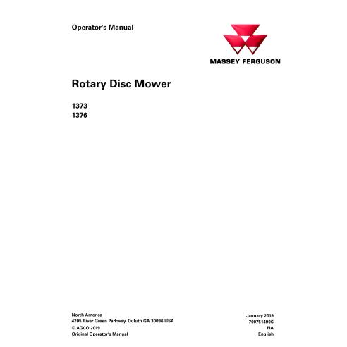 Manual do operador do cortador de disco rotativo Massey Ferguson 1373, 1376 em pdf - Massey Ferguson manuais - MF-700751490C-EN