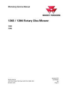Massey Ferguson 1383, 1386 segadora de discos rotativos pdf manual de servicio del taller - Massey Ferguson manuales - MF-428...