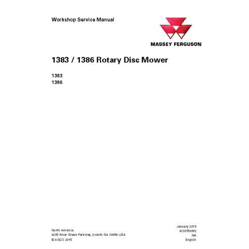 Massey Ferguson 1383, 1386 tondeuse à disques rotative manuel d'entretien d'atelier pdf - Massey-Ferguson manuels - MF-428355...