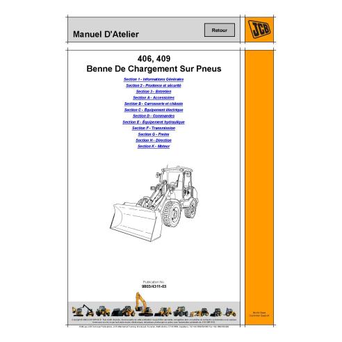 JCB 406, 409 manual de serviço em pdf para carregadeira de rodas FR - JCB manuais - JCB-9803-4311-03