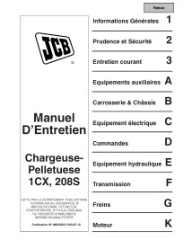 Manuel d'entretien de la chargeuse-pelleteuse JCB 1CX, 208S pdf FR - JCB manuels - JCB-9803-8551-FR