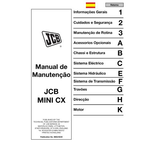 Manuel d'entretien pdf de la chargeuse-pelleteuse JCB Mini CX ES - JCB manuels - JCB-9803-9344-03-ES