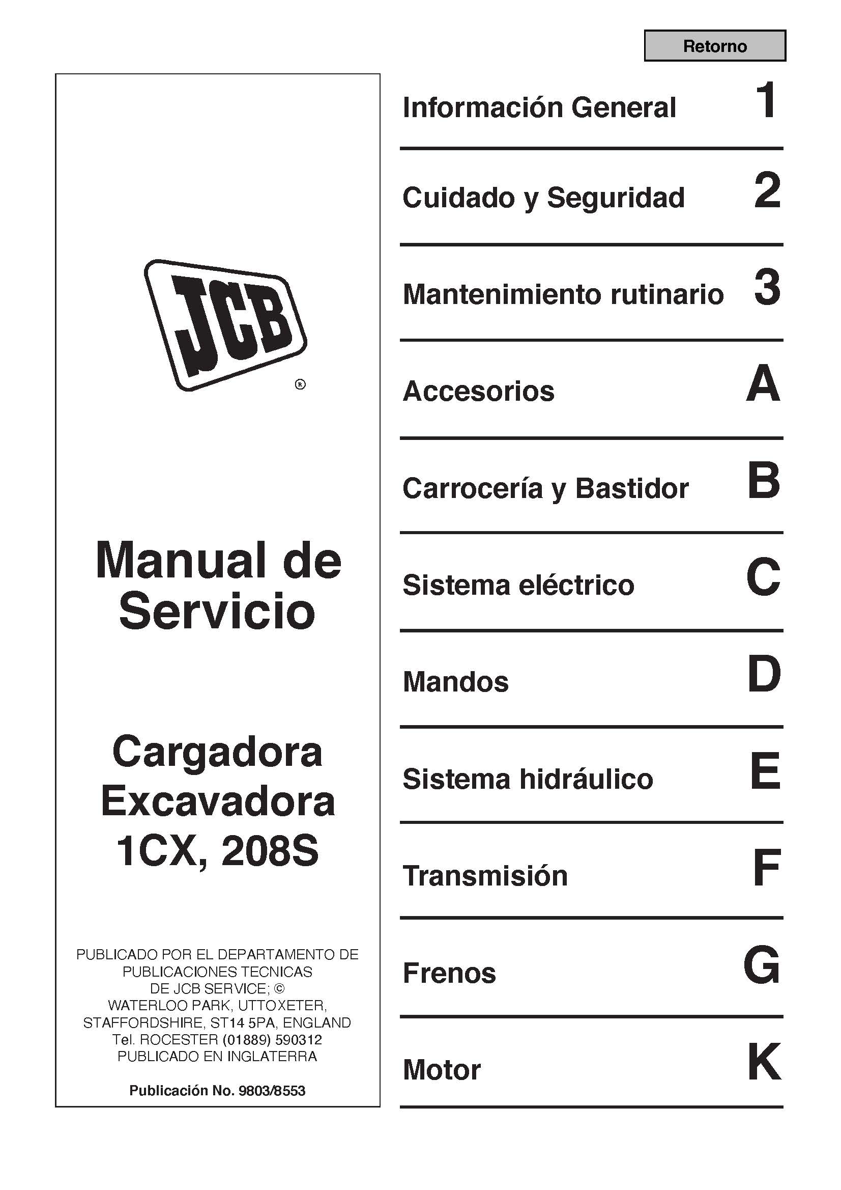 Jcb 1cx 208s Backhoe Loader Pdf Service Manual Es