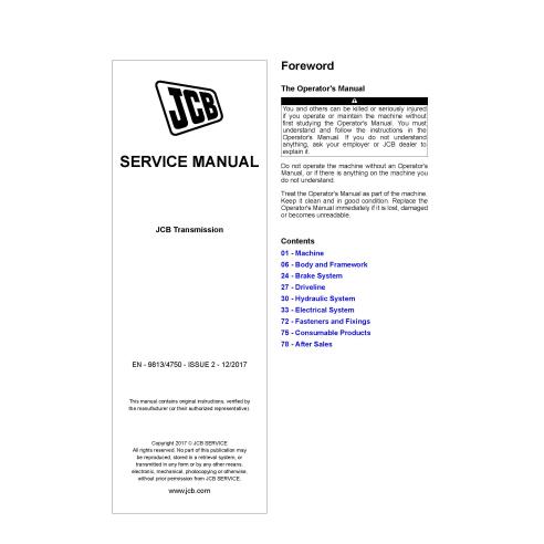 Manual de serviço em pdf de transmissões JCB SS500, SS600, SS620, SS700, SS750 - JCB manuais - JCB-9813-4750