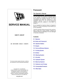 Manuel d'entretien pdf du compacteur JCB VM117, VM137 - JCB manuels - JCB-9813-3300