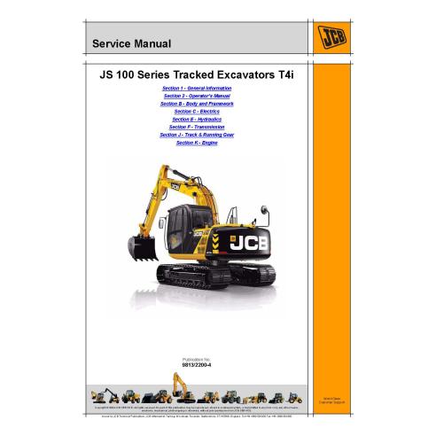JCB JS115, JS130, JS145, JS160, JS180 excavator pdf service manual  - JCB manuals - JCB-9813-2200