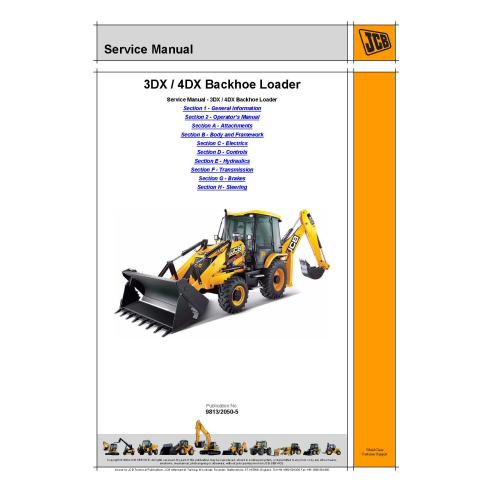 Manual de serviço em pdf da retroescavadeira JCB 3DX, 4DX - JCB manuais - JCB-9813-2050