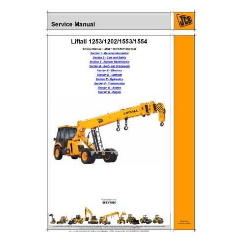 Manual de serviço em pdf JCB 1253, 1202, 1553, 1554 liftall - JCB manuais - JCB-9813-1650