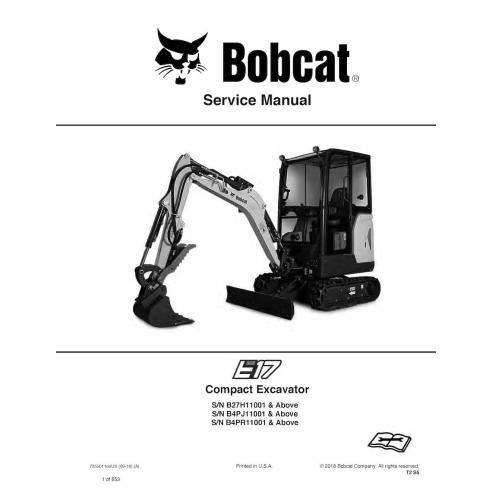 Bobcat E17 compact excavator pdf service manual  - BobCat manuals - BOBCAT-E17-7255011-sm
