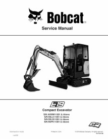 Bobcat E19 compact excavator pdf service manual  - BobCat manuals
