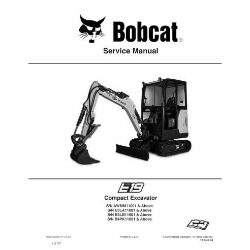 Bobcat E19 compact excavator pdf service manual  - BobCat manuals - BOBCAT-E19-7255013-sm