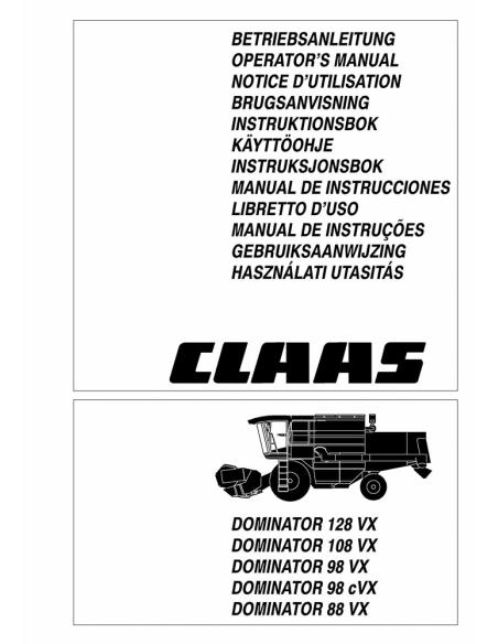 CLA-2969021 Manuel de l'opérateur de la moissonneuse-batteuse Claas Dominator 128 VX - 88 VX