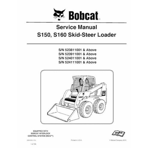 Bobcat S150, S160 minicargadora manual de servicio pdf - Gato montés manuales - BOBCAT-S150_S160-6902498-sm