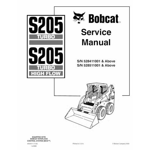 Bobcat S205 skid steer loader pdf service manual  - BobCat manuals - BOBCAT-S205-6902917-sm