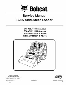 Bobcat S205 skid steer loader pdf service manual  - BobCat manuals - BOBCAT-S205-6987050-sm