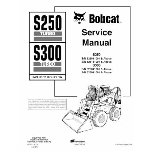 Bobcat S250, S300 skid steer loader pdf service manual  - BobCat manuals - BOBCAT-S250_S300-6902711-sm