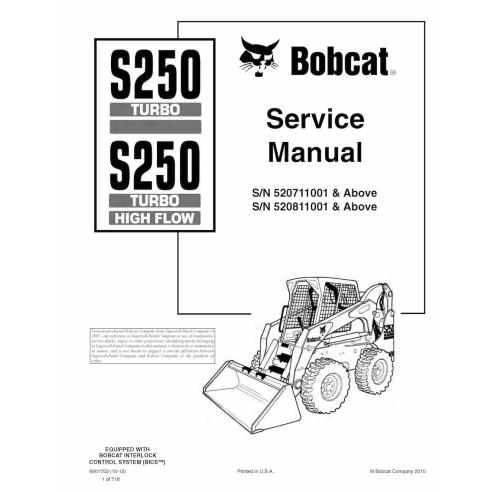 Bobcat S250 skid steer loader pdf service manual  - BobCat manuals - BOBCAT-S250-6901752-sm