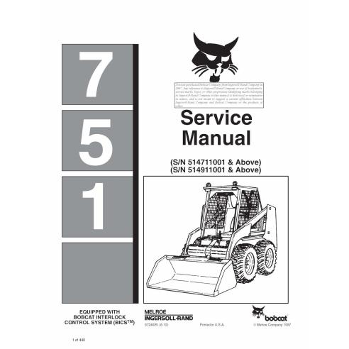 Bobcat 751 skid steer loader pdf service manual  - BobCat manuals - BOBCAT-751-6724925-sm