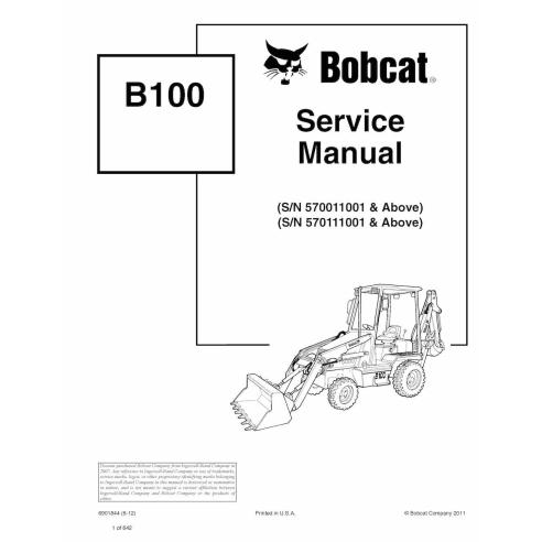 Bobcat B100 backhoe loader pdf service manual  - BobCat manuals - BOBCAT-B100-6901844-sm