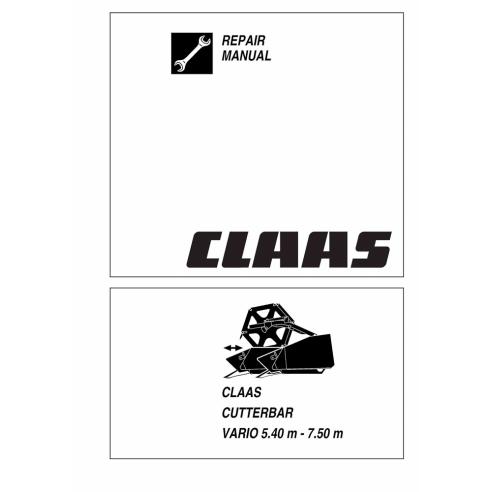 Manual de reparo da barra de corte Claas Vario 5,40 m - 7,50 m - Claas manuais