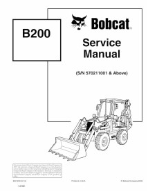 Bobcat B200 backhoe loader pdf service manual  - BobCat manuals - BOBCAT-B200-6901848-sm