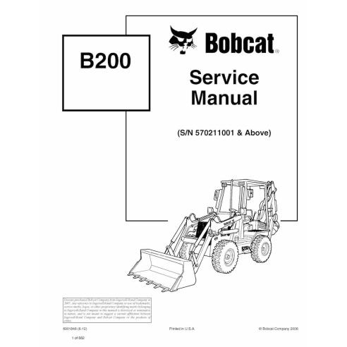 Bobcat B200 backhoe loader pdf service manual  - BobCat manuals - BOBCAT-B200-6901848-sm