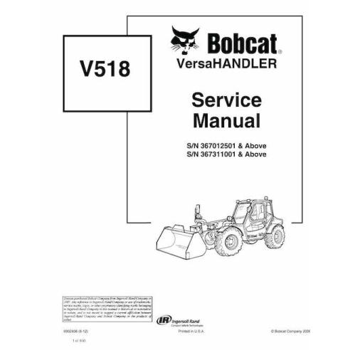 Bobcat V518 telescopic handler pdf service manual  - BobCat manuals - BOBCAT-V518-6902406-sm