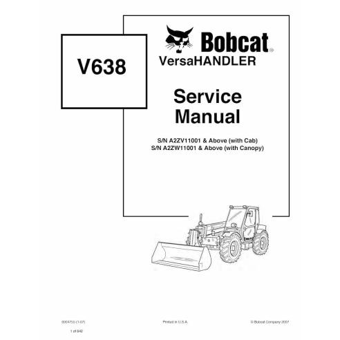 Bobcat V638 telescopic handler pdf service manual  - BobCat manuals - BOBCAT-V638-6904755-sm