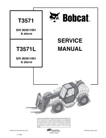 Bobcat T3571, T3571L manipulador telescópico pdf manual de servicio - BobCat manuales