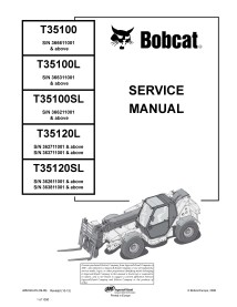 Bobcat T35100, T35100L, T35100SL, T35120L, T35120SL telescopic handler pdf service manual  - BobCat manuals
