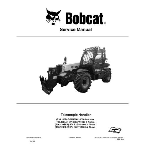 Bobcat T35105B, T35105LB, T36120SLB manipulador telescópico pdf manual de servicio - Gato montés manuales - BOBCAT-T35105_T36...