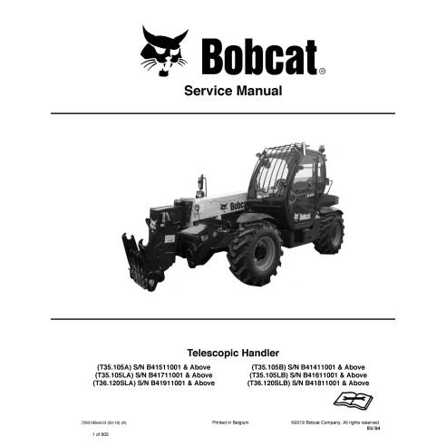 Bobcat T35105A, T35105B, T35105LA, T35105LB, T36120SLA, T36120SLB manipulador telescópico pdf manual de servicio - Gato monté...