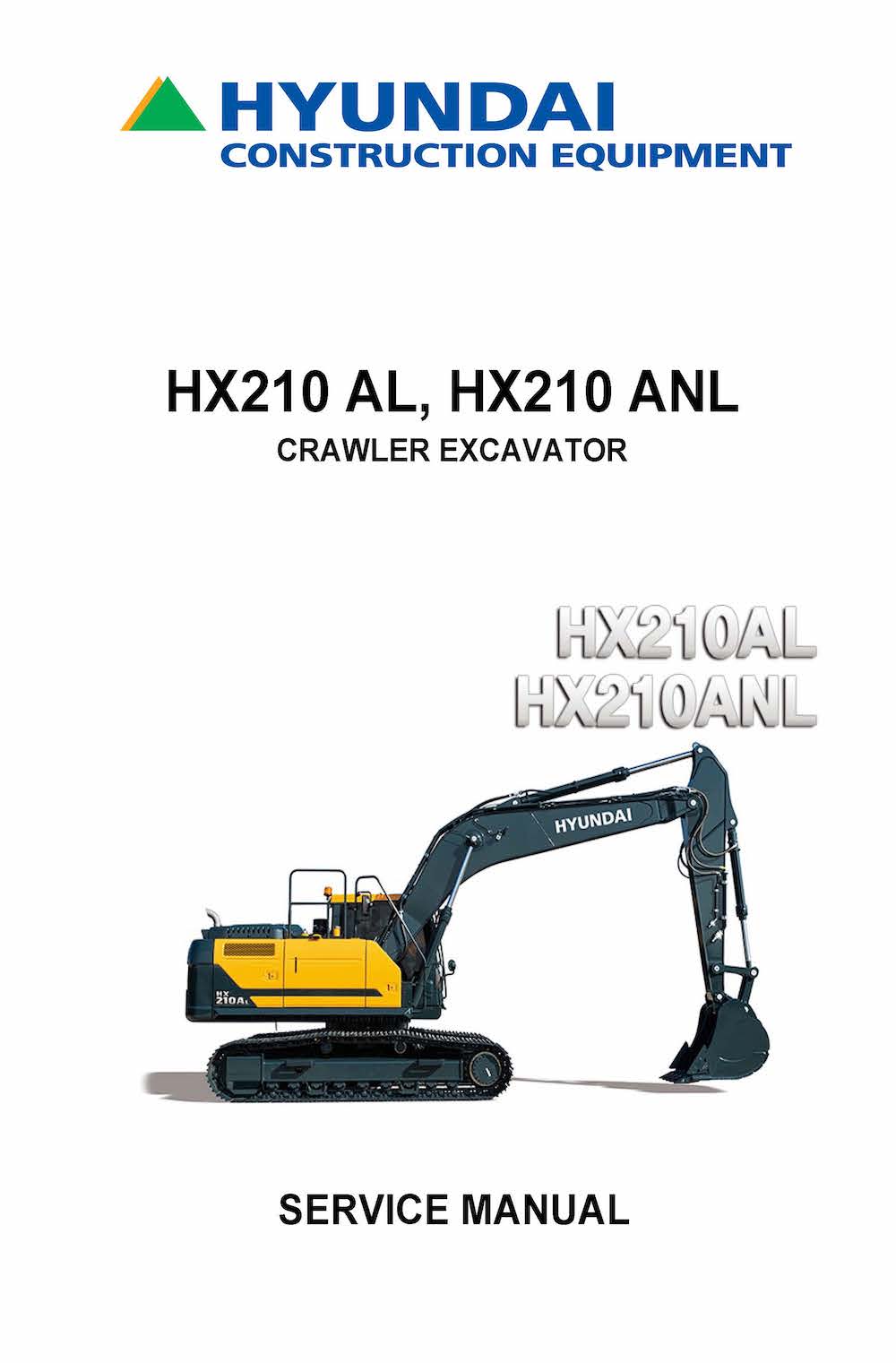 Hyundai HX210A L, HX210A NL crawler excavator pdf service manual