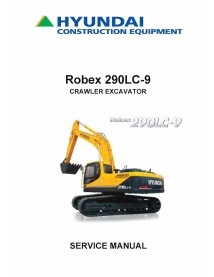 Hyundai R290LC-9 crawler excavator pdf service manual  - Hyundai manuals - HYIUNDAI-R290LC-9-SM