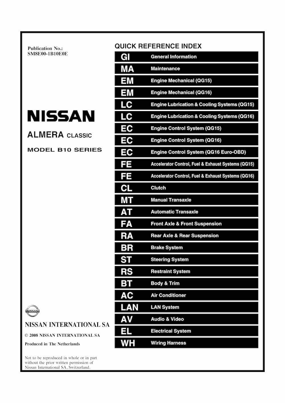 Nissan Almera B10 Classic pdf service manual