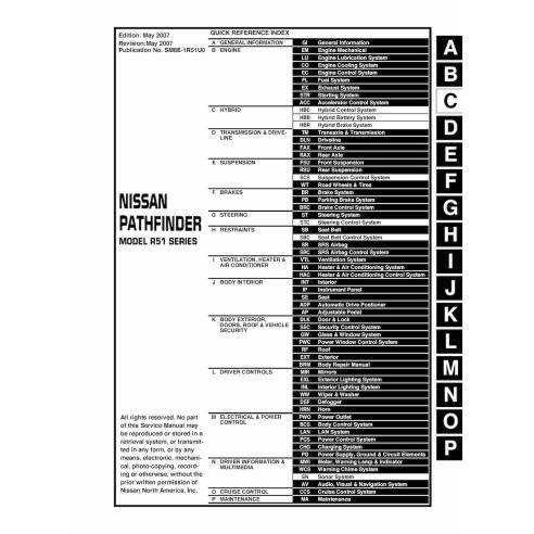 Manual de serviço Nissan Pathfinder R51 pdf - Nissan manuais - NISSAN-SM8E-1R51U0-2007