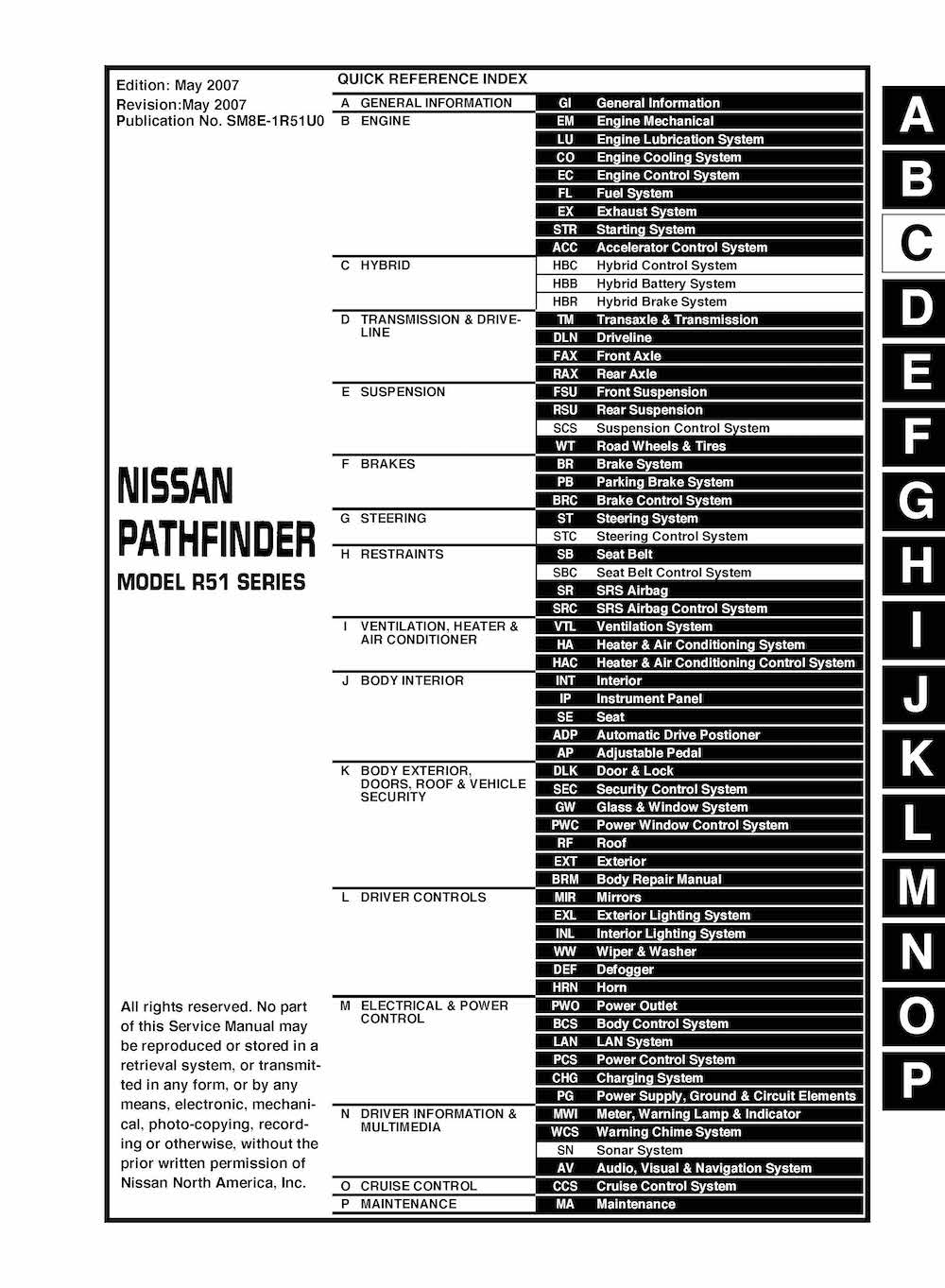 2007 NISSAN PATHFINDER SERVICE MANUAL PDF visual data 5
