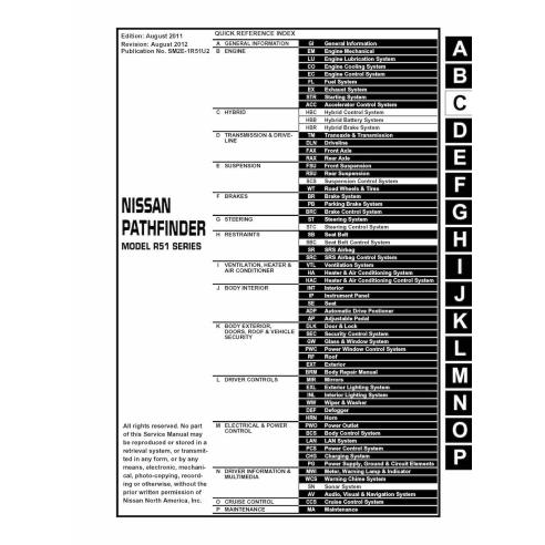 Manuel d'entretien Nissan Pathfinder R51 pdf - Nissan manuels - NISSAN-SM2E-1R51U2-2012