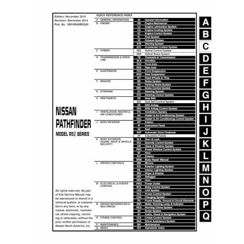 Manuel d'entretien Nissan Pathfinder R52 pdf - Nissan manuels - NISSAN-SM16EA0R52U0