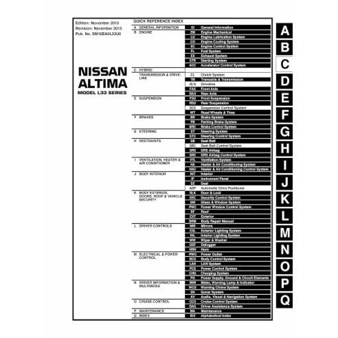 Manuel d'entretien Nissan Altima L33 pdf - Nissan manuels - NISSAN-SM16EA0L33U0