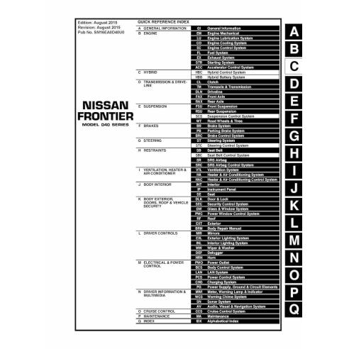 Manuel d'entretien Nissan Frontier D40 pdf - Nissan manuels - NISSAN-SM16EA0D40U0