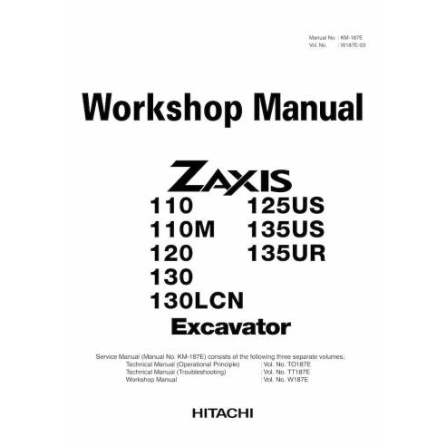 Hitachi 110, 125US, 110M, 135US, 120, 135UR, 130, 130LCN excavator pdf workshop manual  - Hitachi manuals - HITACHI-W187E-03
