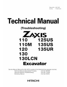 Hitachi 110, 125US, 110M, 135US, 120, 135UR, 130, 130LCN excavadora pdf manual técnico de solución de problemas - Hitachi man...