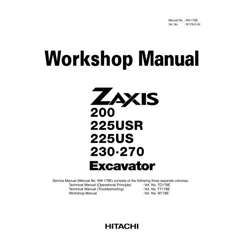 Hitachi 200, 225USR, 225US, 230-270 manual de oficina pdf da escavadeira - Hitachi manuais - HITACHI-W178-E-02