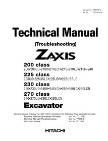 Hitachi 200, 210, 225, 225S, 230, 240, 250, 270 excavator pdf troubleshooting technical manual  - Hitachi manuals