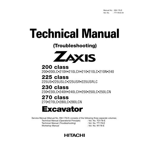 Hitachi 200, 210, 225, 225S, 230, 240, 250, 270 excavator pdf troubleshooting technical manual  - Hitachi manuals - HITACHI-T...