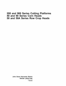 Manual de reparo da plataforma de corte das séries John Deere 200 e 900 - John Deere manuais
