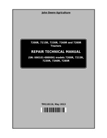 Manual técnico de reparo do trator John Deere 7200R, 7215R, 7230R, 7260R e 7280R pdf - John Deere manuais