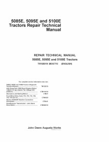 John Deere 5085E, 5095E, 5100E tracteur manuel technique de réparation pdf - John Deere manuels - JD-TM128319