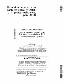 John Deere 5085E, 5100E (IT4) tractor pdf manual del operador ES - John Deere manuales - JD-OMSJ20092